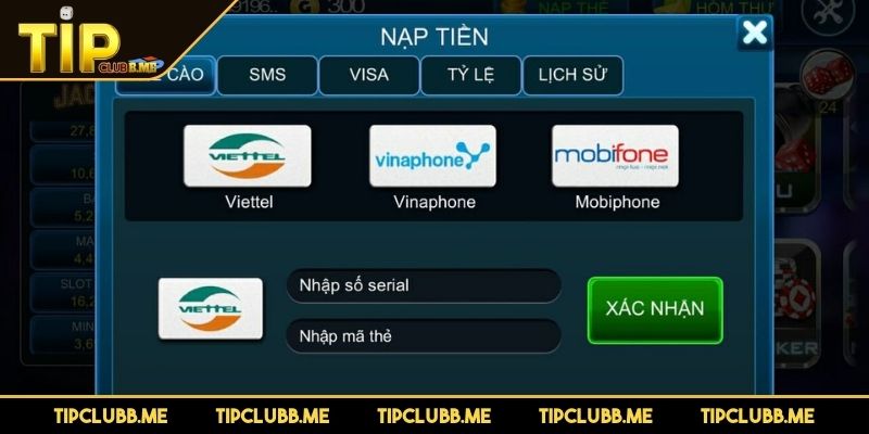 Nạp nhanh thông qua thẻ